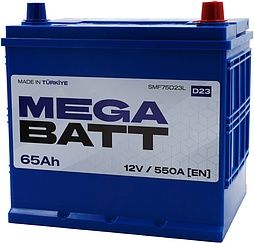 АКБ MEGABATT Asia 6ст-65 (о.п.) 550А 230*172*225 (SMF75D23L)
